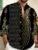 2025 New Men’S Trendy Long Sleeve Shirt with 7 Button Details – Stand Collar, Intricate Floral Pattern, Black & Golden, Casual Outdoor Wear for Spring/Fall, Versatile Menswear, Elegant Button Detail