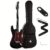 Donner 39″ Black Electric Guitar with Maple Neck & Single Coil Split System – Stylish Solid Body Design for Beginners to Pros, Includes Gig Bag, Cable, Strap, and Accessories, Guitar Accessories, DONNER