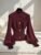 Women’s Burgundy Slim-Fit Winter Sweater Jacket – Elegant High Neck Collar with Button Front, Tummy Control, Wrinkle-Resistant Long Sleeve Blazer for Office, Party & Cold Weather (Hand Wash/Dry Clean)