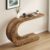 Mid-Century Modern Console Table For Entryway, Wood C-Shaped Hallway Entry Accent Table For Living Room, Entrance, Foyer, Easy Assembly, Brown