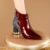 Women’s Plus-Size Chunky Mid-heel Ankles Boots – Pointed Toe Zipper Closure Party Boots in Burgundy/Red, Synthetic Cover Outfits Shoes for Formal Events, Everyday & Special Occasions – Hand Washable, Formal Footwear, Rhinestone Embellishments, Textured Finish