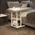 [Portable Bedside Table] Portable & Space-Saving Adjustable Height White Bedside Table | Foldable with Metal Frame, Wooden Desk, Includes Storage Shelves, Perfect for Home Office or Bedroom, Bedroom Nightstand