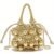 2025 New High-End Casual Chic Crossbody Bag with Adjustable Strap, Hollow Metal Beaded Woven Design & Bead Accents, 7.09×3.15×5.51inch, Golden-Tone Clasp Closure for Everyday Use
