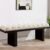 1pc Modern Linen Upholstered Entryway Bench with Channel Tufted Seat – 47″ Black Wooden Ottoman Bench for Bedroom & Living Room, Upholstered Bench | Minimalist Design | Soft Cushioned Seat, Bench for Bedroom